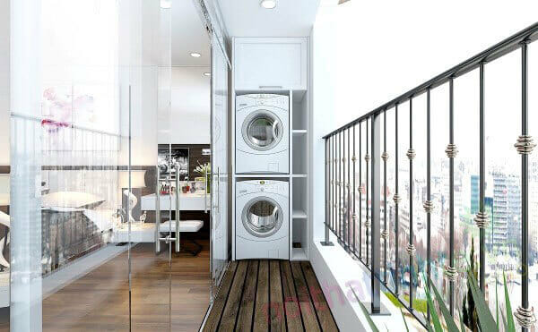 Gợi ý bài trí máy giặt tại ban công đơn giản